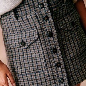 Sezane Bettie Skirt Edinburgh Check Sz 8 NWT